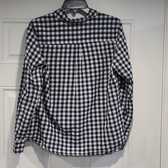 BLOUSE: Black/White Check Button Down Blouse - Picture 2 of 8